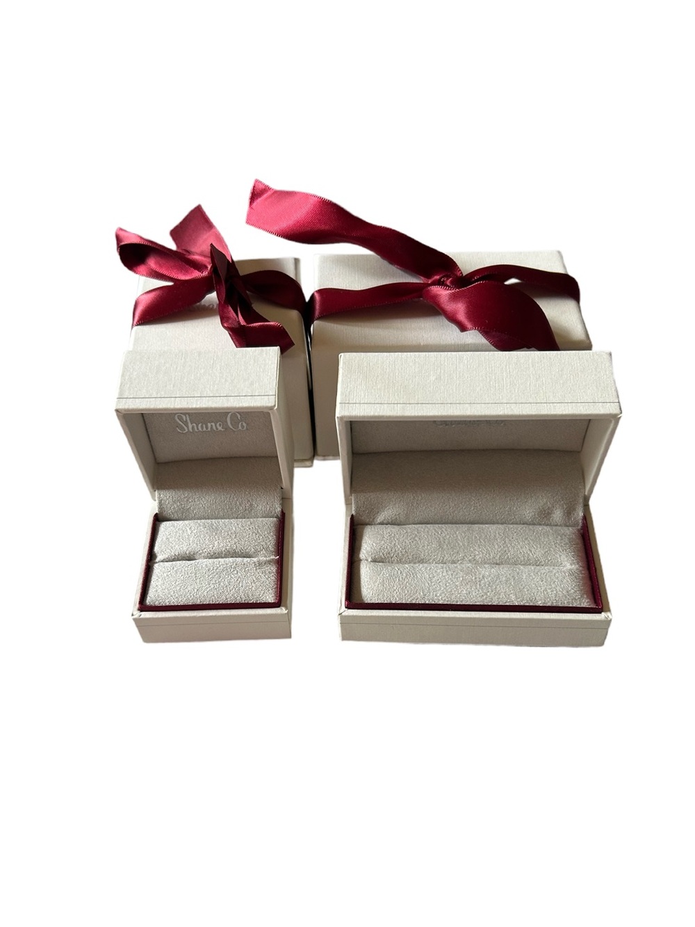 Shane Company Burgundy Ribbon Jewelry Gift Box Set